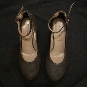 Black Suede blocked black heels